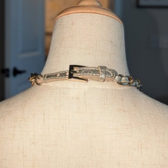 Leather Strap Chain Link Buckle Tight Shiny Belted Sexy Choker Necklace Jewelry - Picture 3 of 3